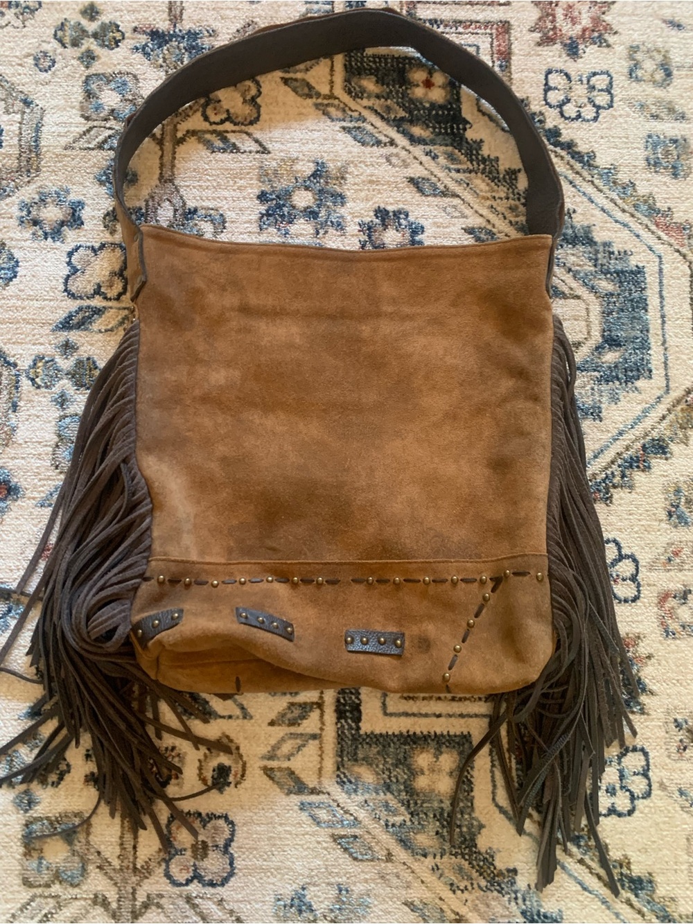 Juan Antonio fringe studded strap distressed bag please read description